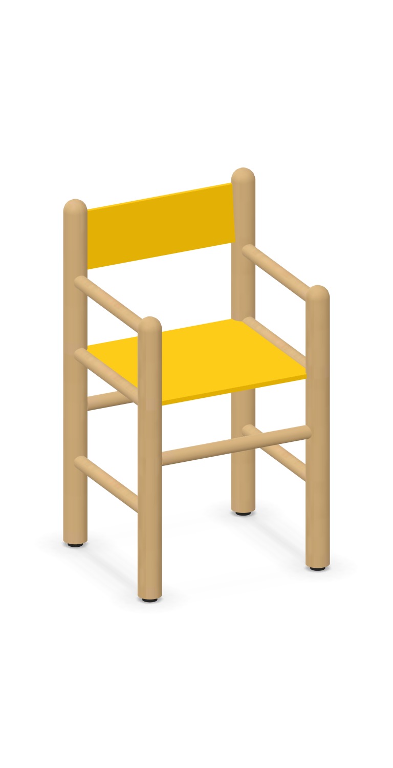 Sedia QUADRIFOGLIO in legno tornita con braccioli - H.35 cm
