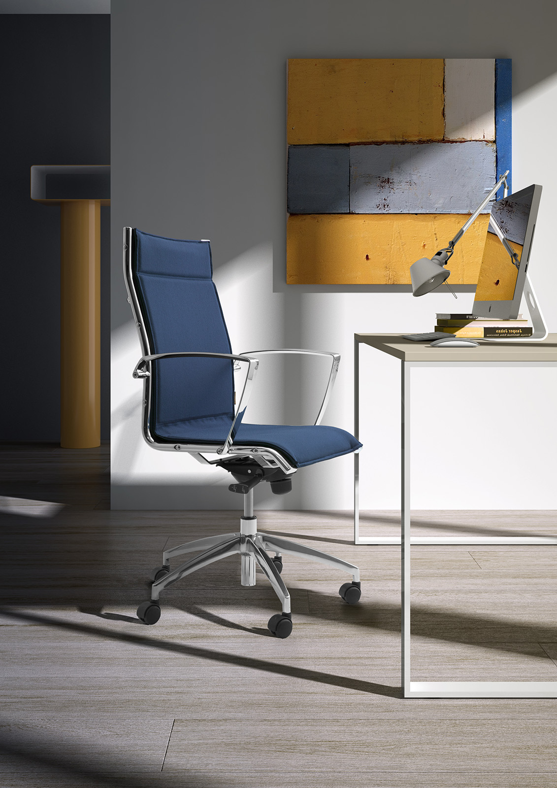 Sedia Direzionale Leyform mod. Origami LX (Alta) - Schienale e sedile imbottito (BRACCIOLI FISSI) - immagine 9