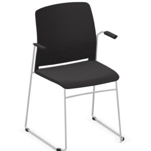 SEDIA QUADRIFOGLIO Linea EDUCATIONAL mod. CLOSE - IN POLIPROPILENE, TELAIO A SLITTA IN METALLO (CON BRACCIOLI)