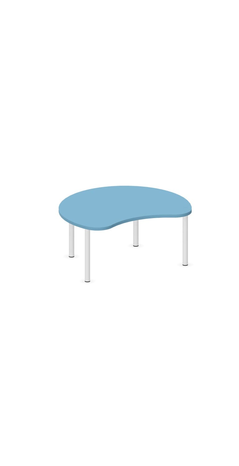 Tavolo Spicchio QUADRIFOGLIO Linea EDUCATIONAL - Dim. in cm 100x84x46 cm Piano SP. 25mm Gambe in Metallo