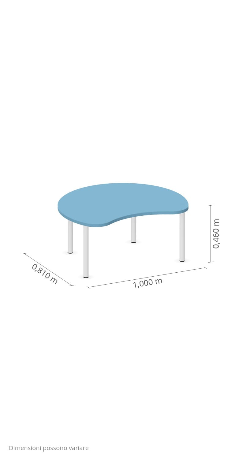 Tavolo Spicchio QUADRIFOGLIO Linea EDUCATIONAL - Dim. in cm 100x84x46 cm Piano SP. 25mm Gambe in Metallo - immagine 3