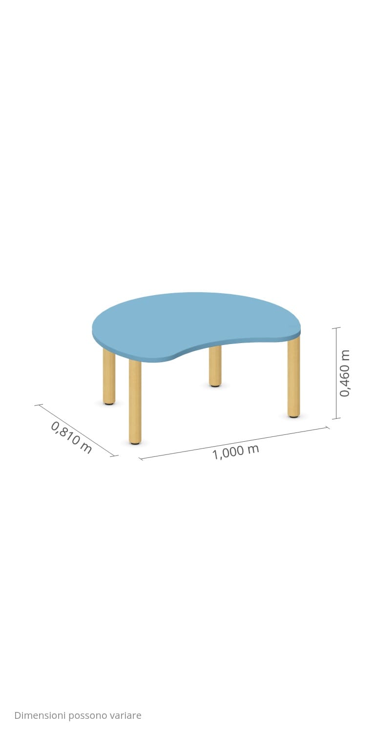 Tavolo Spicchio QUADRIFOGLIO Linea EDUCATIONAL - Dim. in cm 100x84x46 cm Piano in nobilitato SP. 25mm Gambe in Legno - immagine 3