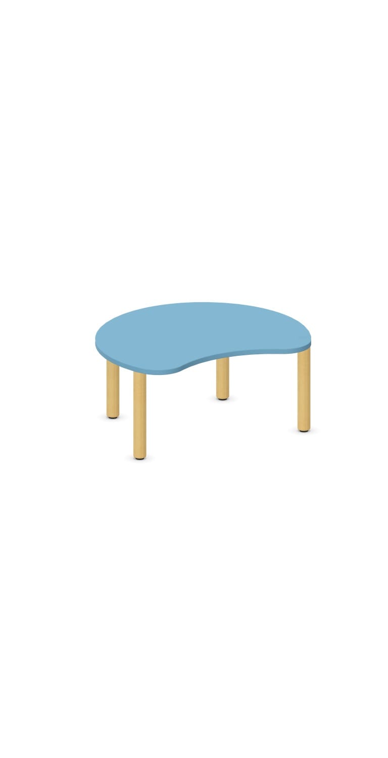 Tavolo Spicchio QUADRIFOGLIO Linea EDUCATIONAL - Dim. in cm 100x84x46 cm Piano in nobilitato SP. 25mm Gambe in Legno