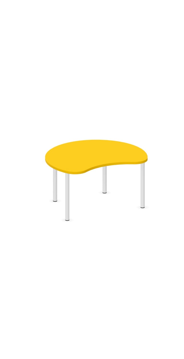 Tavolo Spicchio QUADRIFOGLIO Linea EDUCATIONAL - Dim. in cm 100x84x53 cm Piano SP. 25mm Gambe in Metallo