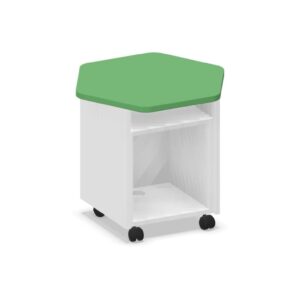 Tavolo Torre Centrale Telescopica con piano Esagonale QUADRIFOGLIO Linea EDUCATIONAL - Dim. in cm 61x54x59/82 - Piano in melaminico - (Per composizioni ad isola)